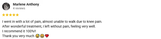Regenerative Medicine Houston TX Testimonial Marlene A A 5-star Google review of Houston Regen-U Med praising the knee pain treatment